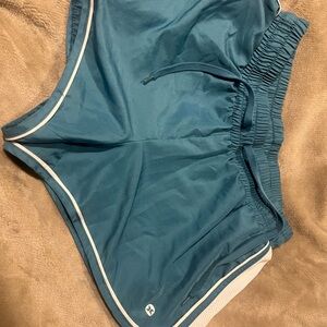 Teal Athletic Shorts with White Trim